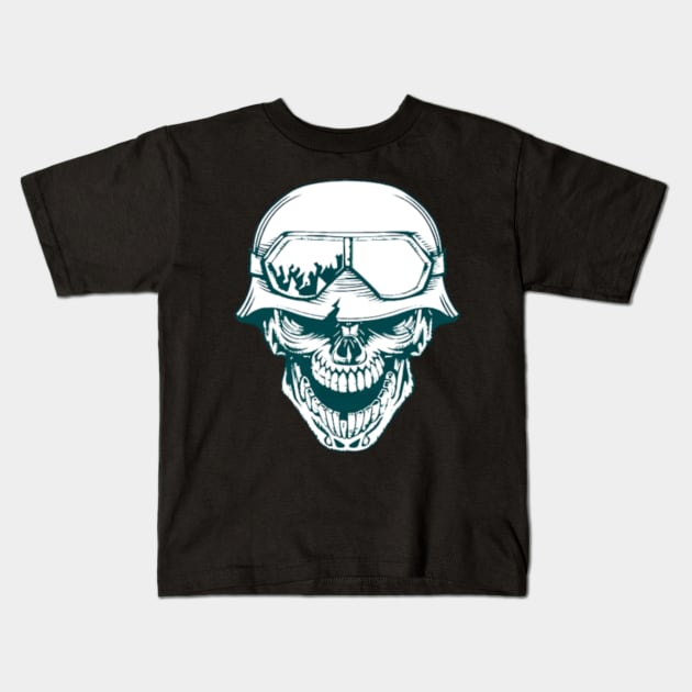 Niche Skull Island Mod Art  Calabera Militar Kids T-Shirt by LailaLittlerwm